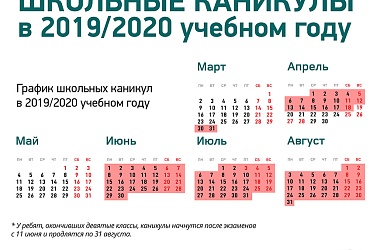 Фото: Школьные каникулы в 2019/2020 учебном году